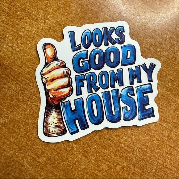 Thumbs Up Home Design Sticker - Blue and Brown - Picture 1 of 1
